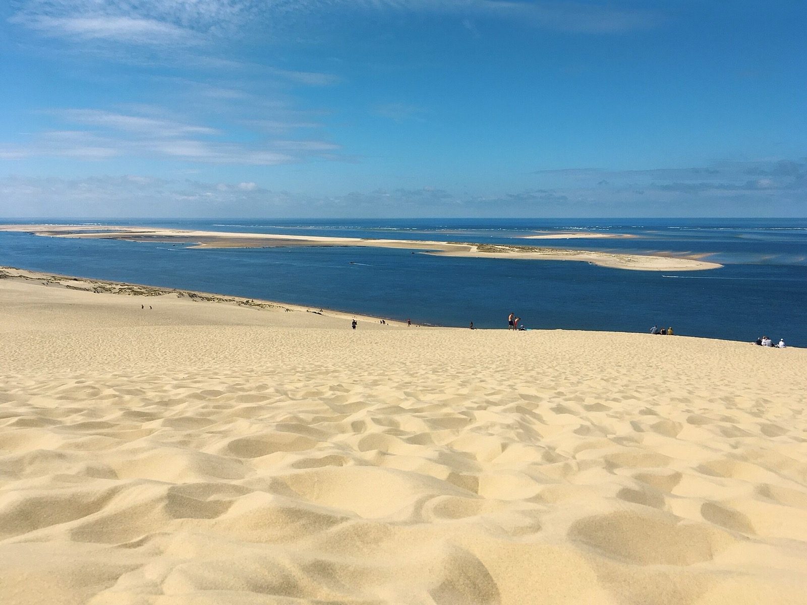 Le banc d'Arguin et la passe sud du bassin d'Arcachon vus depuis le sommet de la dune du Pilat